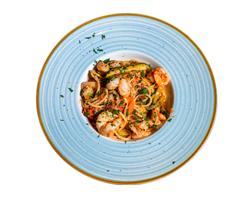 Poza Spaghetti con gamberi e zucchine